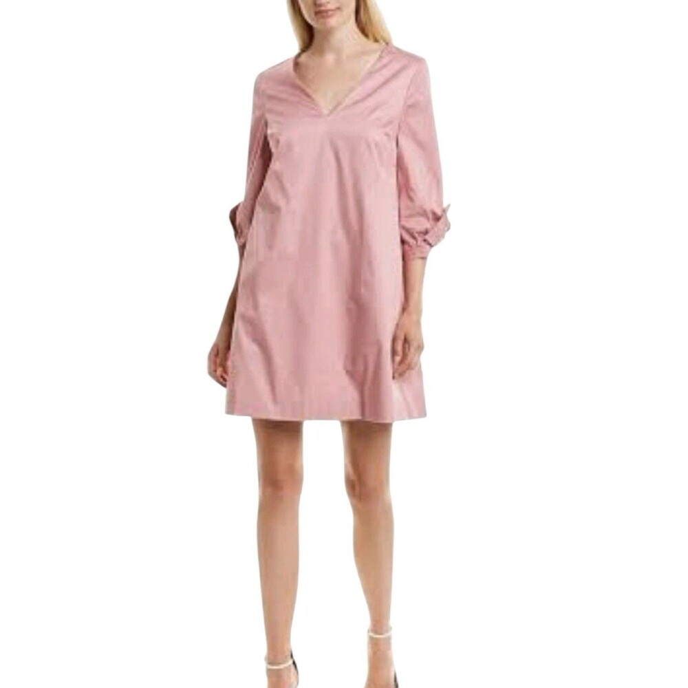 Ted Baker Solyane Pink Bow-Detail Poplin Stretch Cotton Tunic Shift Size 10